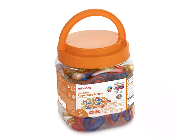 PROZIRNA OBOJENA SLOVA U KANTICI, 76 kom