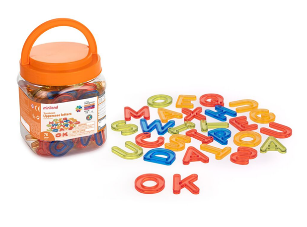 PROZIRNA OBOJENA SLOVA U KANTICI, 76 kom